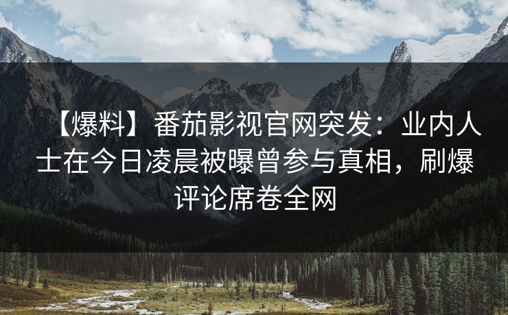 【爆料】番茄影视官网突发：业内人士在今日凌晨被曝曾参与真相，刷爆评论席卷全网