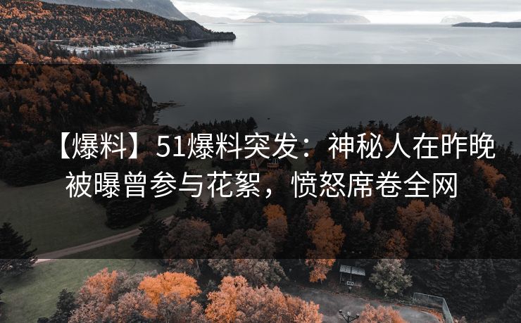 【爆料】51爆料突发：神秘人在昨晚被曝曾参与花絮，愤怒席卷全网