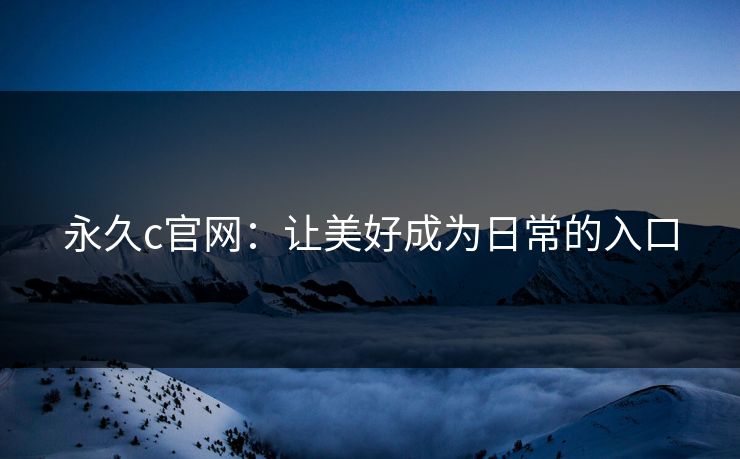 永久c官网：让美好成为日常的入口