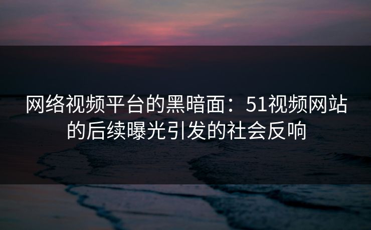 网络视频平台的黑暗面：51视频网站的后续曝光引发的社会反响